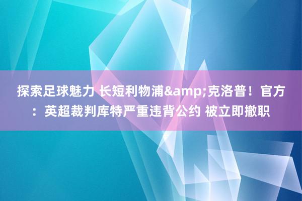 探索足球魅力 长短利物浦&克洛普！官方：英超裁判库特严重违背公约 被立即撤职