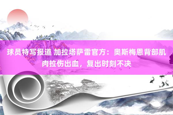 球员特写报道 加拉塔萨雷官方：奥斯梅恩背部肌肉拉伤出血，复出时刻不决