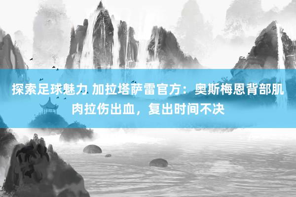 探索足球魅力 加拉塔萨雷官方：奥斯梅恩背部肌肉拉伤出血，复出时间不决