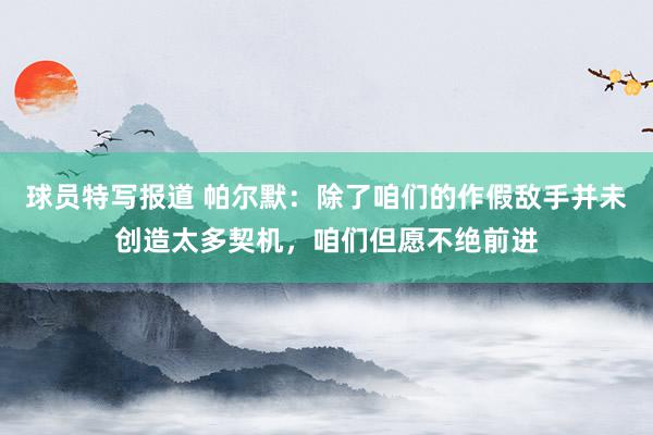 球员特写报道 帕尔默：除了咱们的作假敌手并未创造太多契机，咱们但愿不绝前进