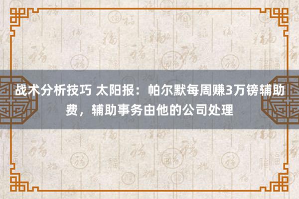 战术分析技巧 太阳报：帕尔默每周赚3万镑辅助费，辅助事务由他的公司处理