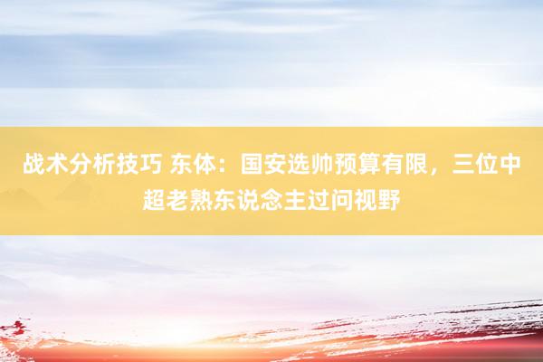 战术分析技巧 东体：国安选帅预算有限，三位中超老熟东说念主过问视野