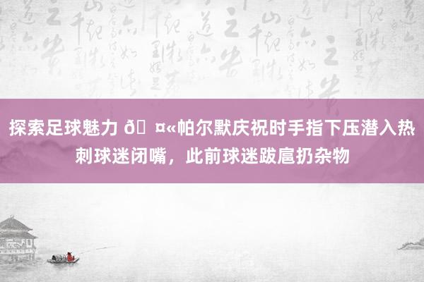 探索足球魅力 🤫帕尔默庆祝时手指下压潜入热刺球迷闭嘴，此前球迷跋扈扔杂物