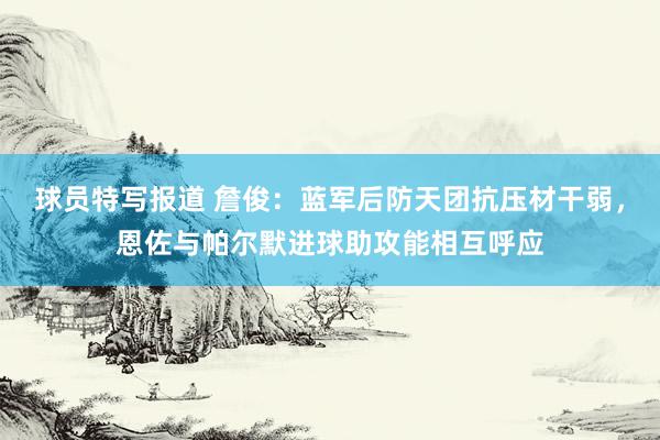 球员特写报道 詹俊：蓝军后防天团抗压材干弱，恩佐与帕尔默进球助攻能相互呼应